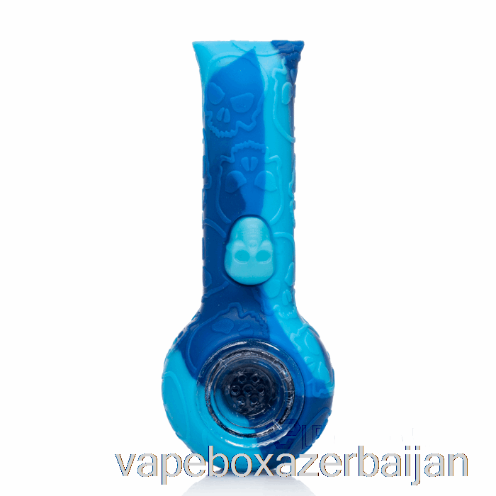 Vape Smoke Stratus Silicone Skull Hand Pipe Marble Blue (Baby Blue / Blue)